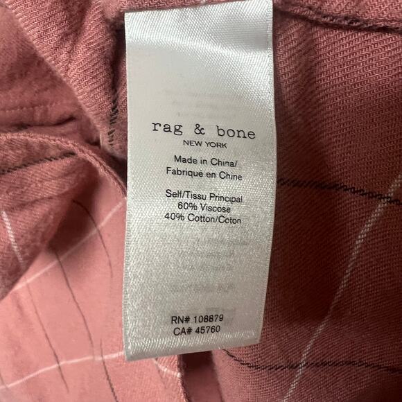 Rag & Bone Pink Quinn Plaid Cotton Blend Button Down Shirt XL - Picture 5 of 6